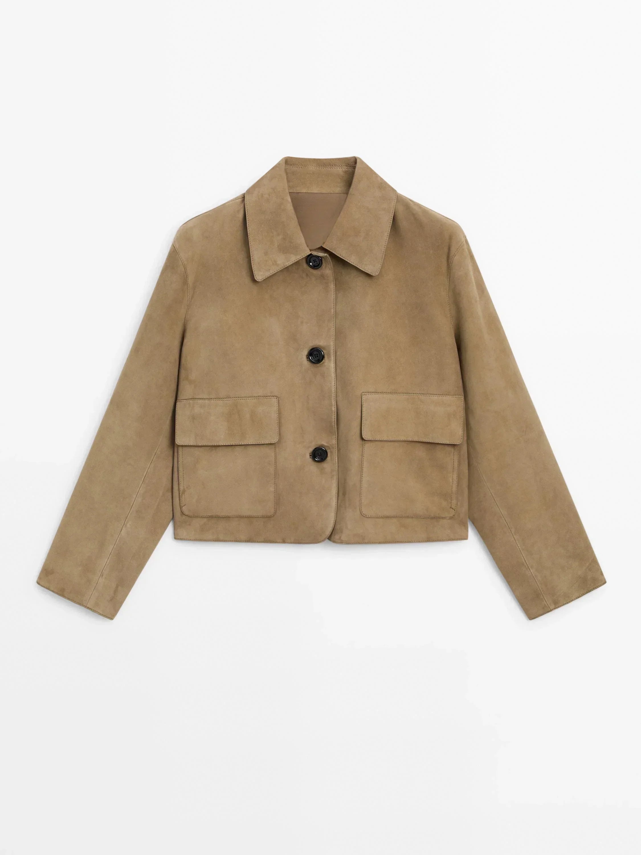 Cracked Suede Leather Jacket with Pocket