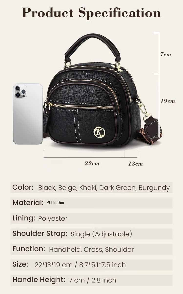 Classic Multifunctional Compartments Adjustable Wide Shoulder Strap Leather Crossbody Bag