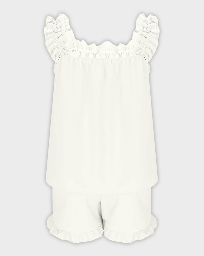 Conjunto de Pijama Feminino 2 Peças com Regata Babado & Shorts