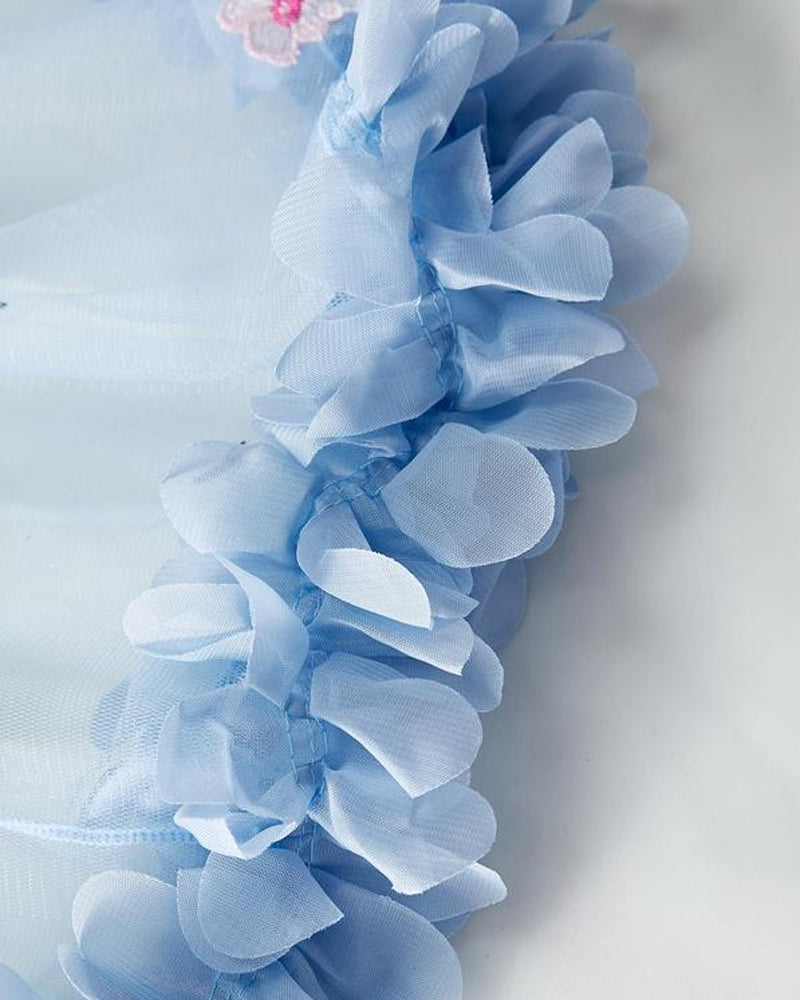 Vestido con ligas de encaje floral 3D y malla transparente sexy