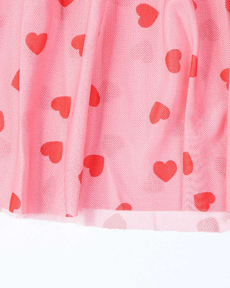 Camisón Sexy de Encaje Transparente con Estampado de Corazones y Tanga