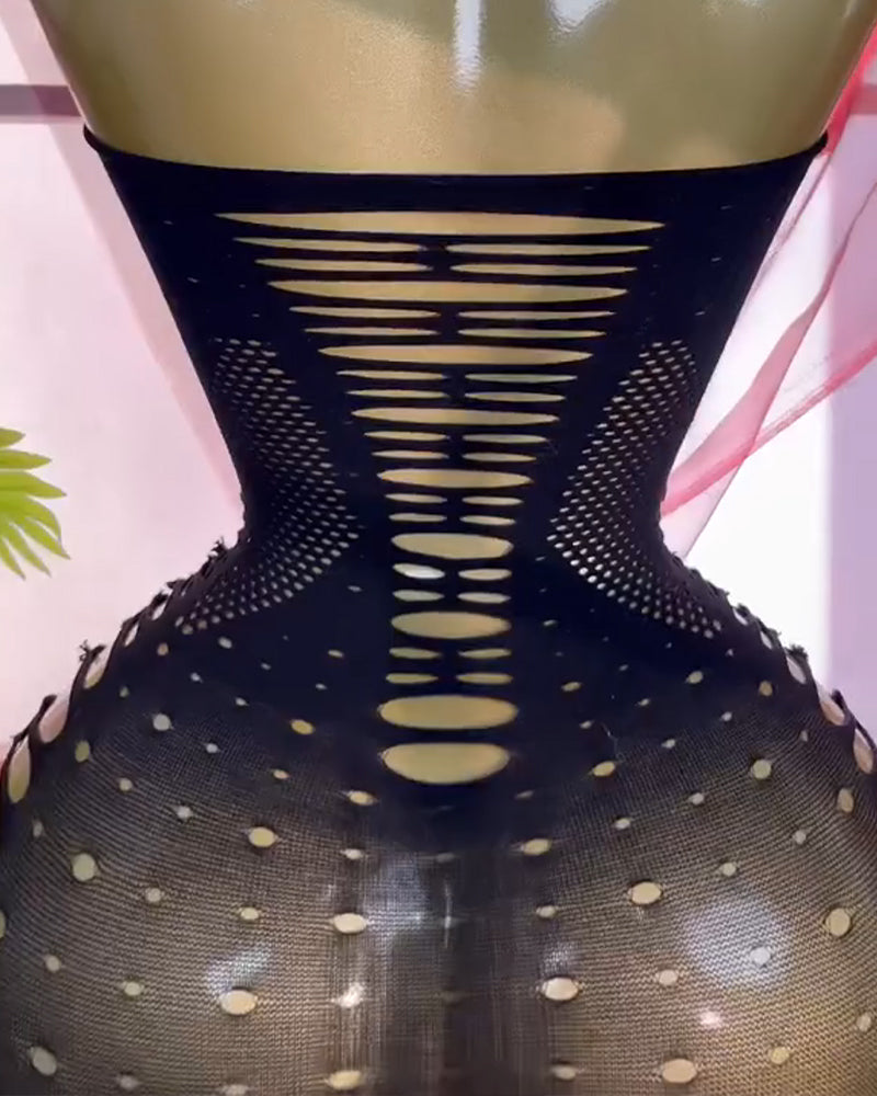 Sexy Fishnet Hollow Tube Top Nightdress