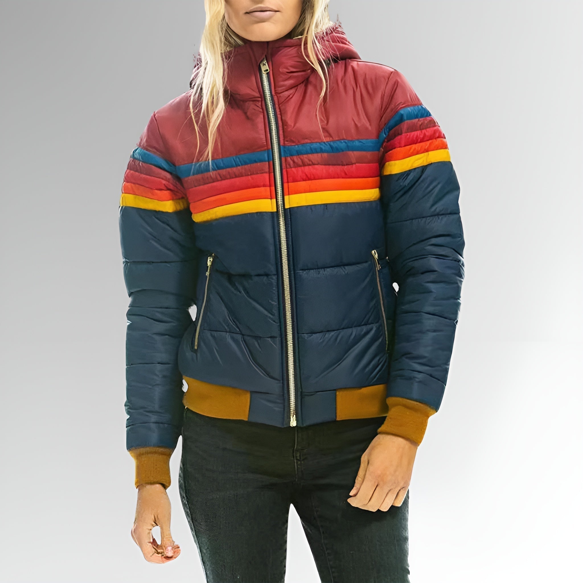 Katrina | Zip-Up Jacket with Rainbow Stripes