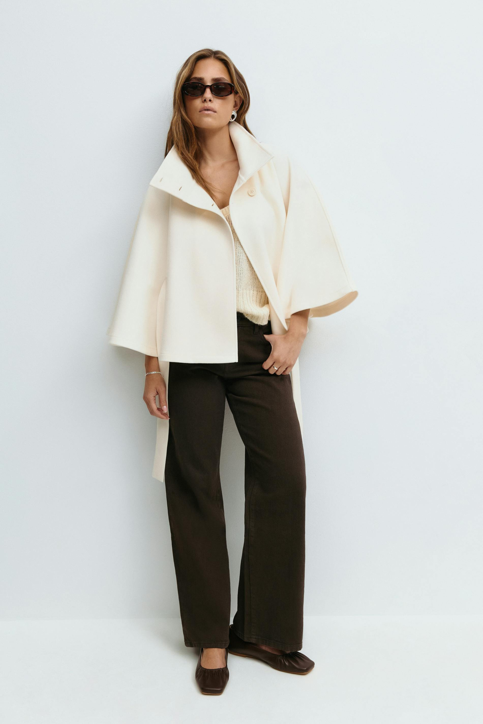 The Viral Belted Cape Jacket + Translucent Fleece‑Lined Tights
