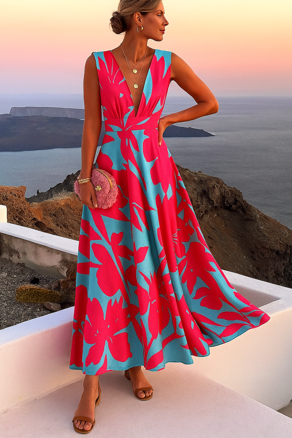 French dress with floral middle waist fragrance