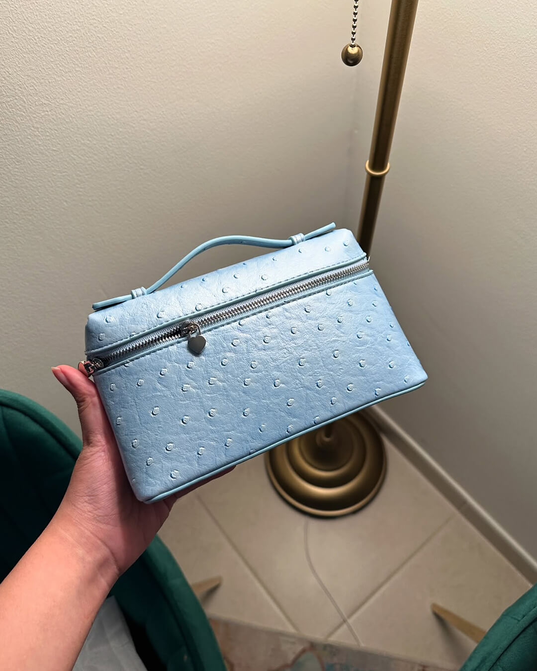 Harper Ostrich inspired Leather Vanity Bag