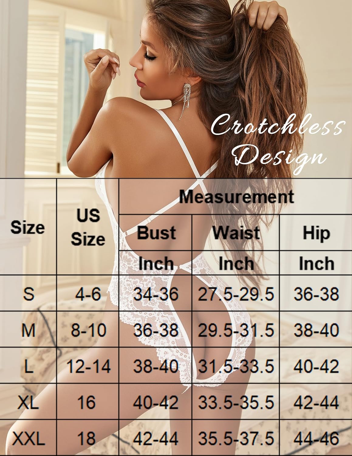 Lencería Teddy de Encaje de Una Pieza