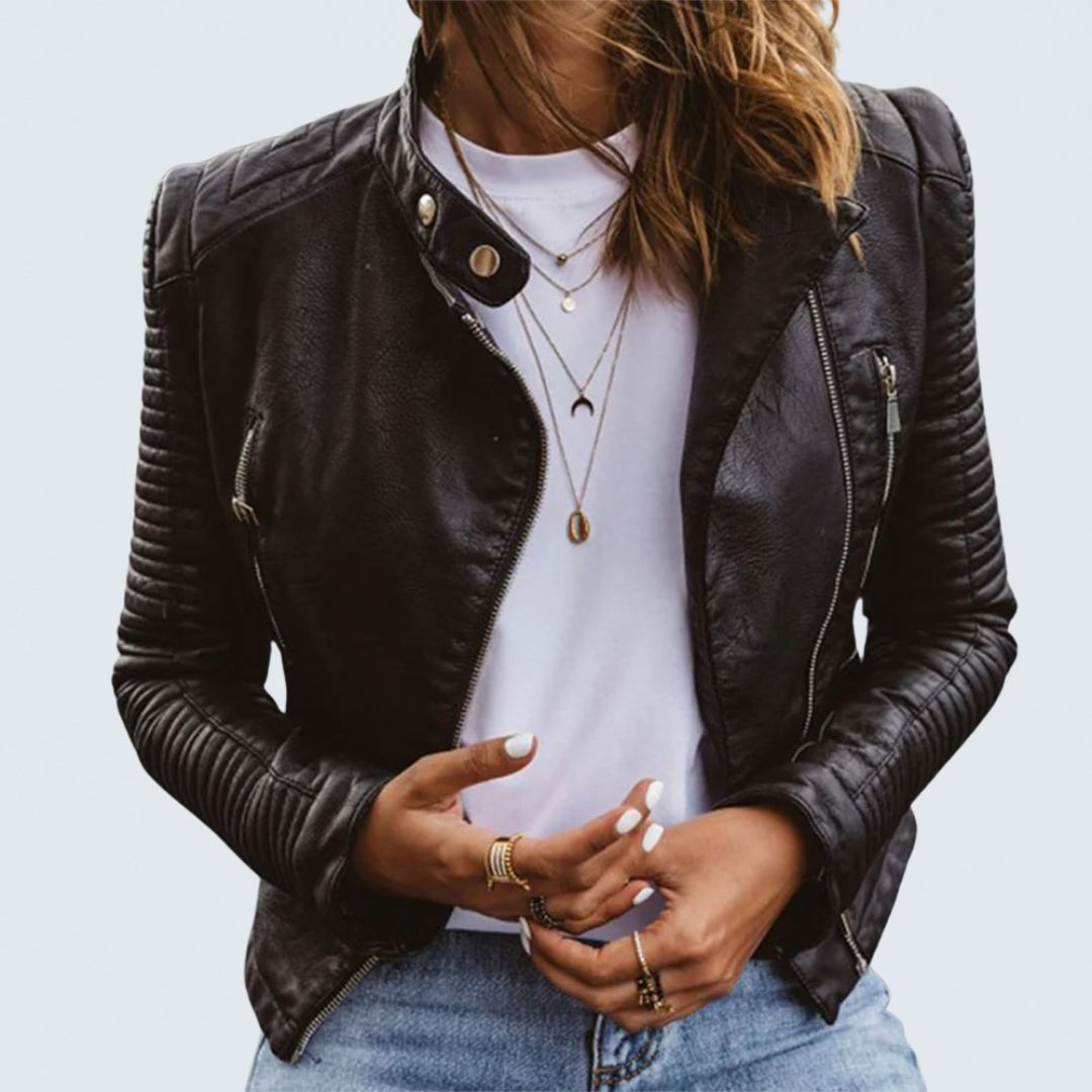 Kiki | Timeless Structured Zip-Up Vegan Leather Jacket