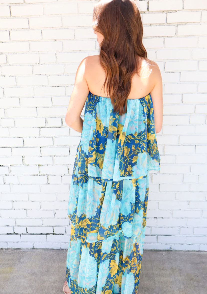 Riviera Muse™ Off-Shoulder Layered Maxi Dress