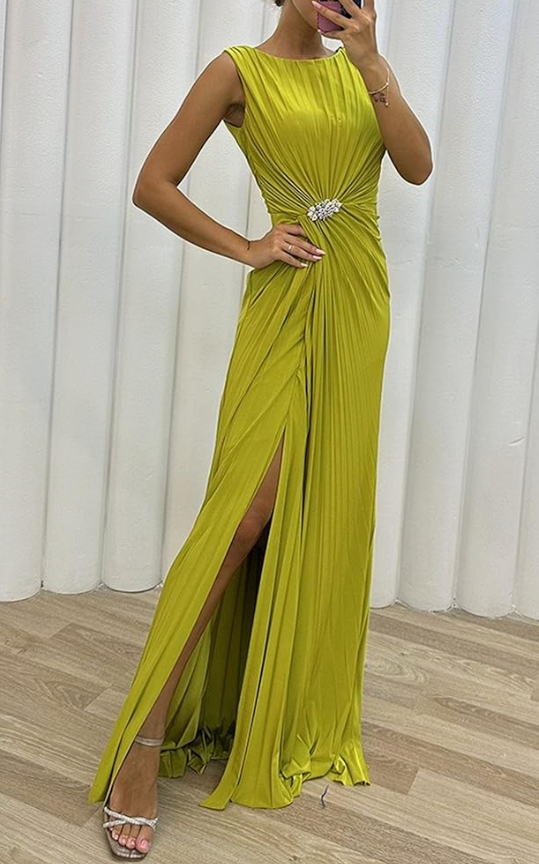 Davina - Pleated Maxi Evening Dress