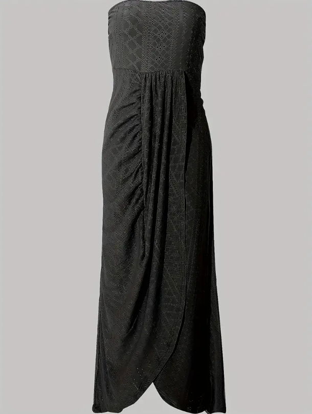 Giulia | Embroidered Strapless Maxi Dress