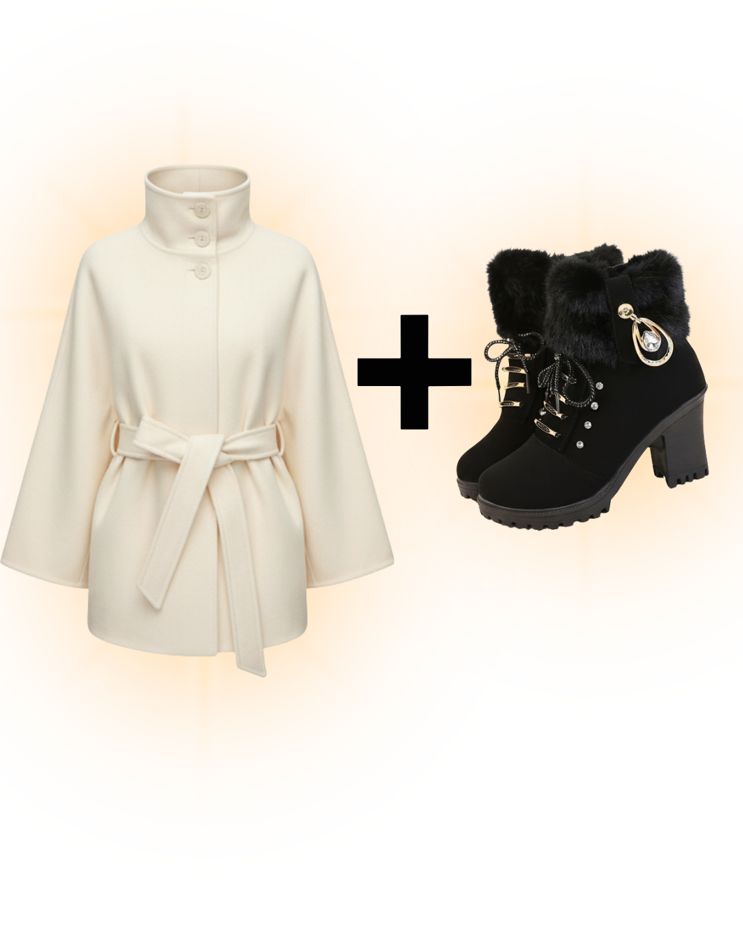 The Viral Belted Cape Jacket + Translucent Fleece‑Lined Tights