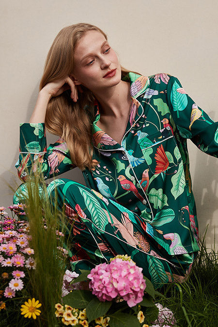 Tiger and Monkey Print Ice-Sleeve Loungewear Set