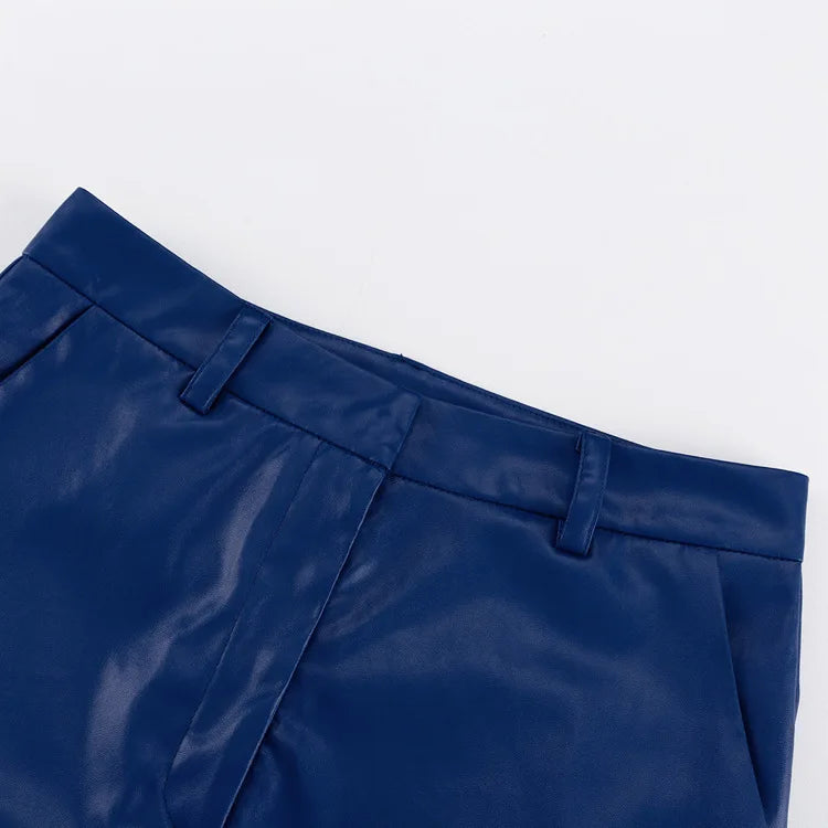 Pantalones de cuero sintético de color liso