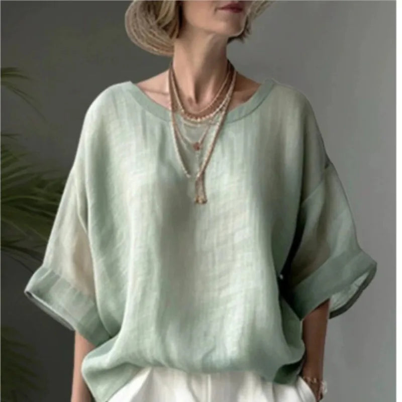 Blusa de lino y algodón oversize