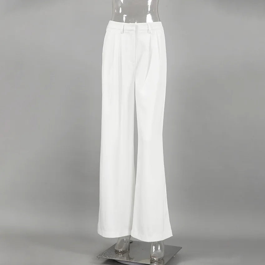 Pantalones blancos de mujer estilo lujo ligero