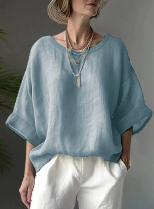 Blusa de lino y algodón oversize