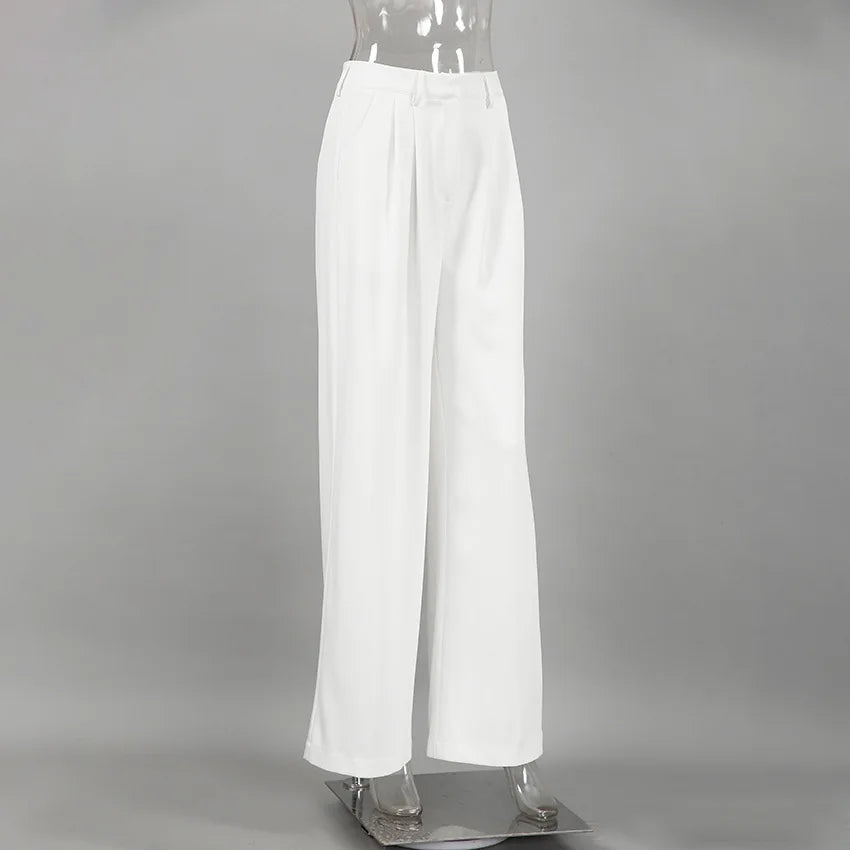 Pantalones blancos de mujer estilo lujo ligero