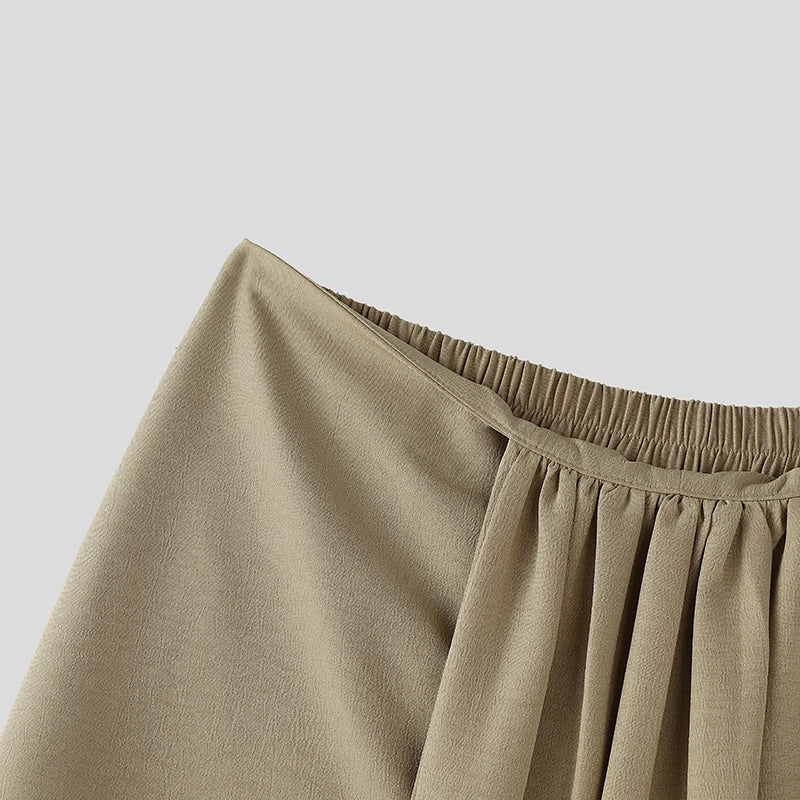 Falda irregulares para hombre INCERUN, de color liso, con cintura elástica