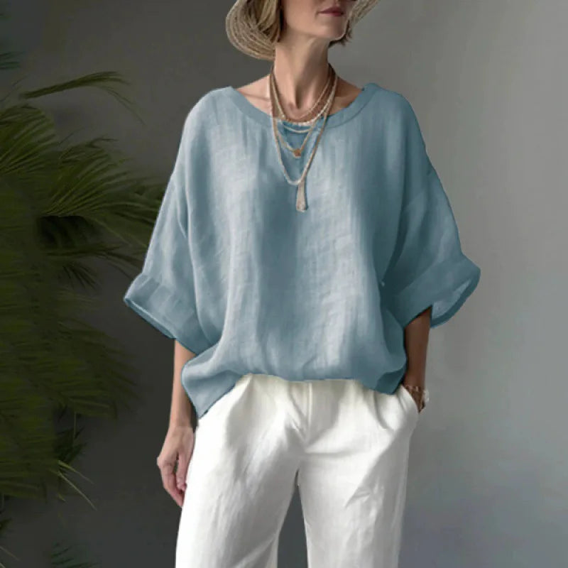 Blusa de lino y algodón oversize