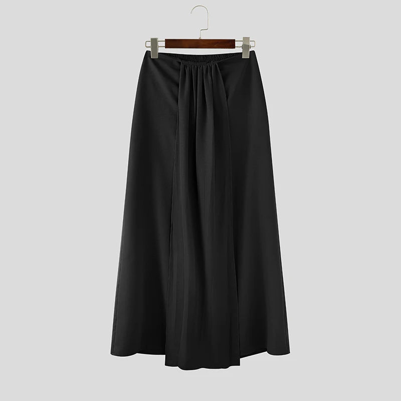 Falda irregulares para hombre INCERUN, de color liso, con cintura elástica