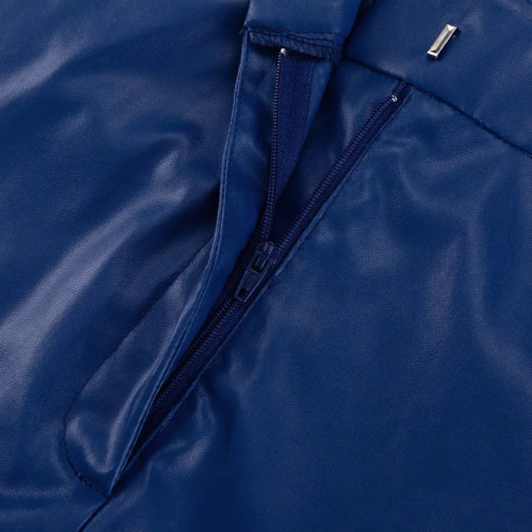 Pantalones de cuero sintético de color liso