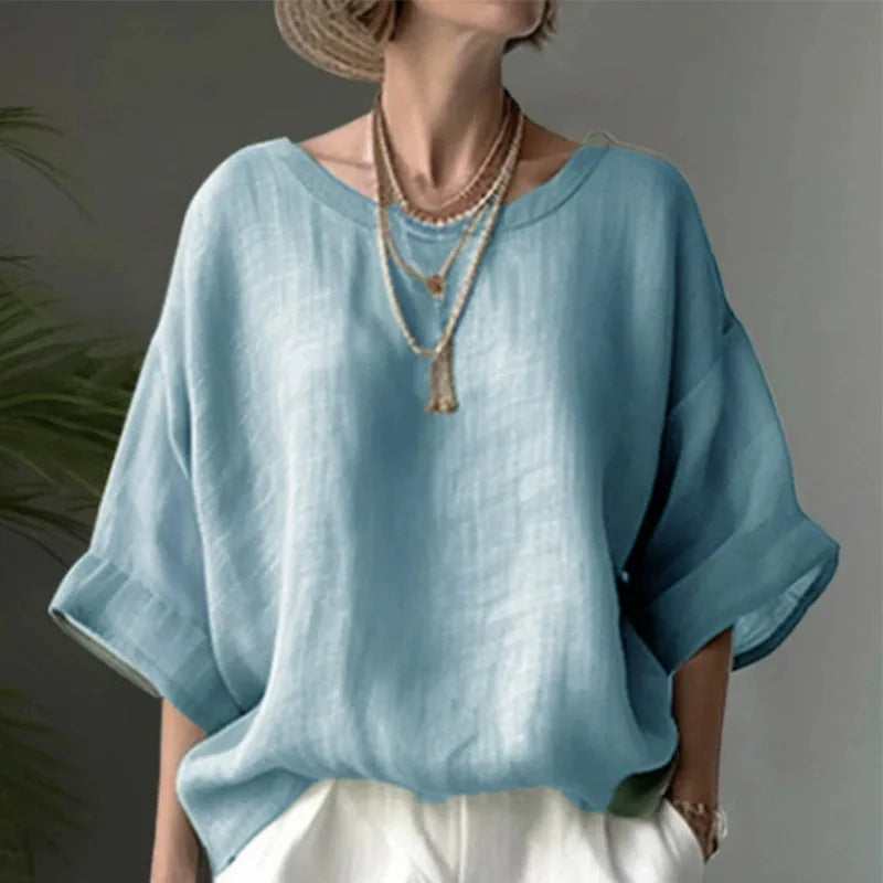 Blusa de lino y algodón oversize