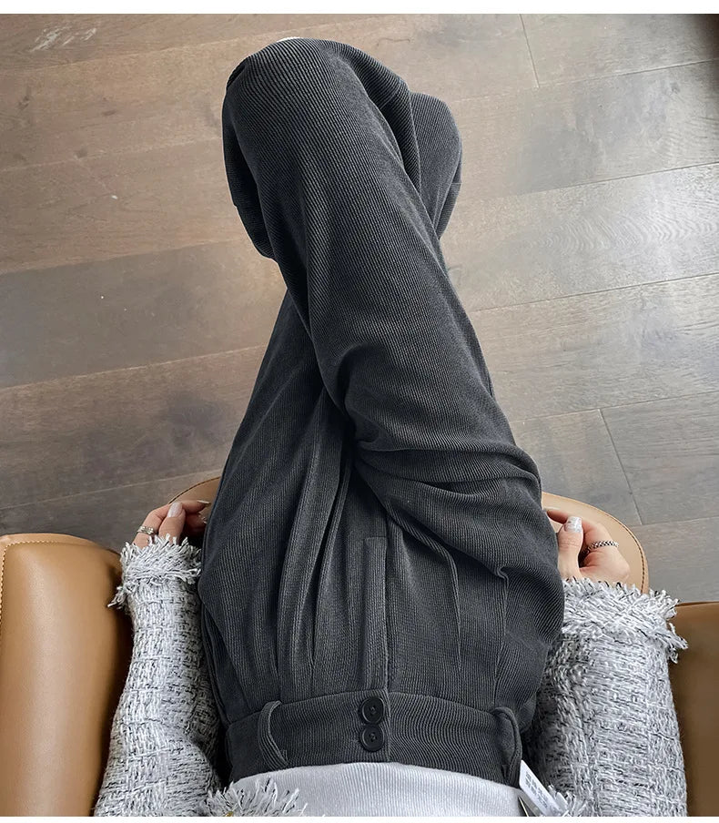 Pantalones anchos de terciopelo marrón casuales VigoAnne 2025