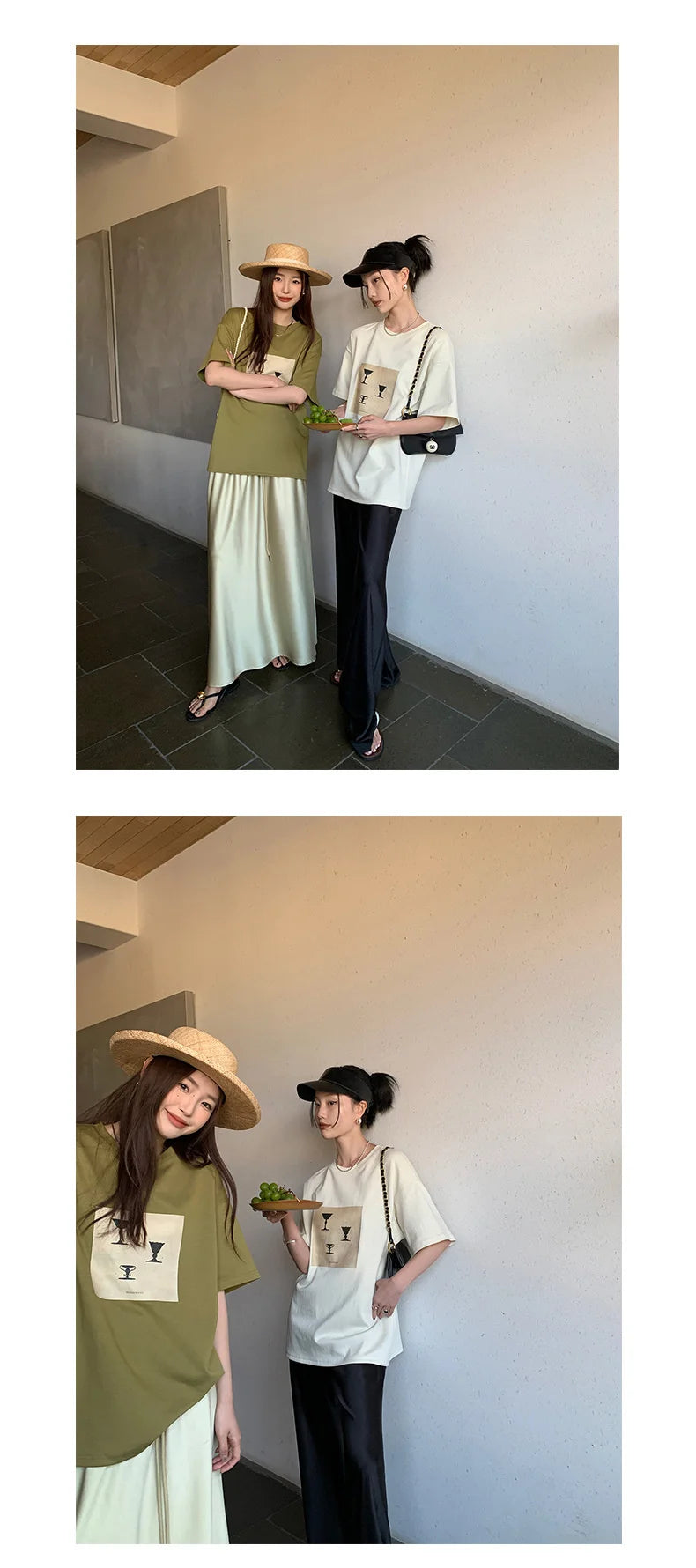 Calça feminina longa e ampla de cetim, estilo casual, ideal para o verão.