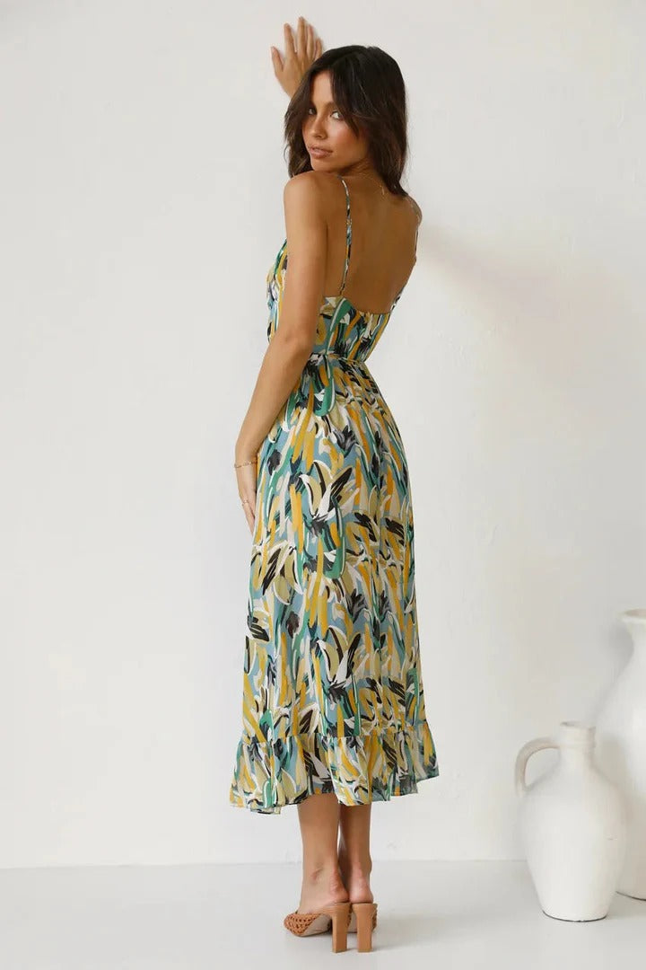 Boho Elegant Summer Dress – Vibrant Midi Dress for Vacation Looks