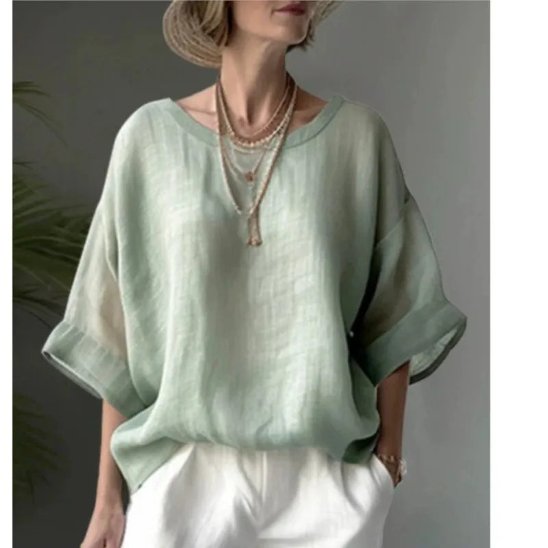 Blusa de lino y algodón oversize