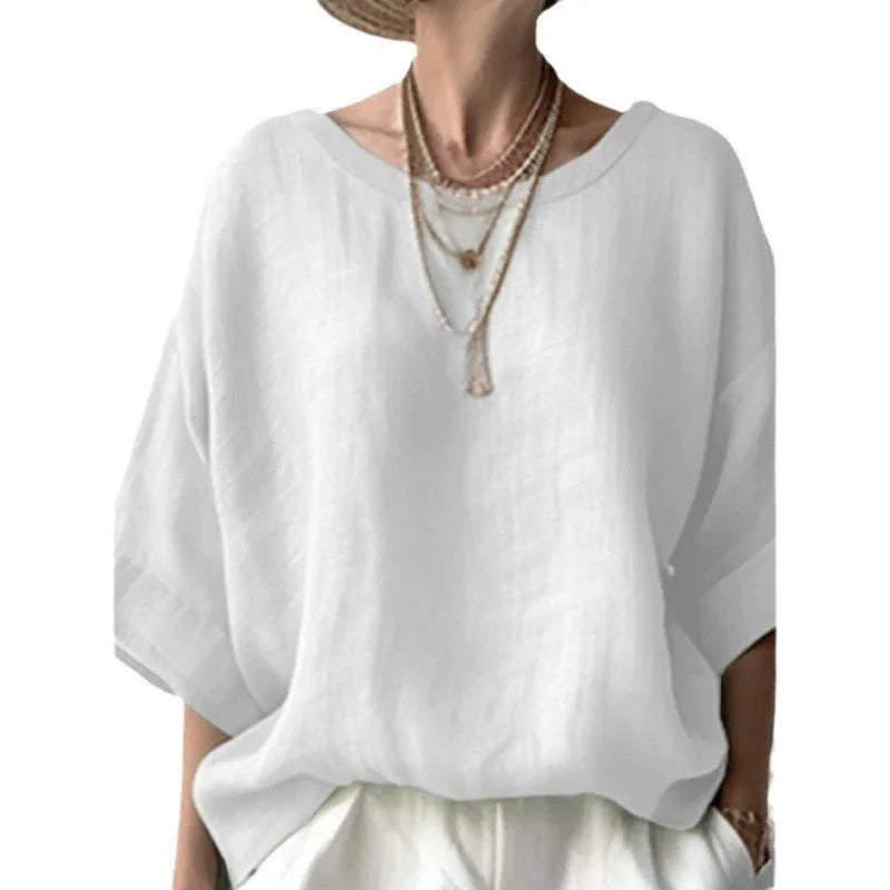 Blusa de lino y algodón oversize