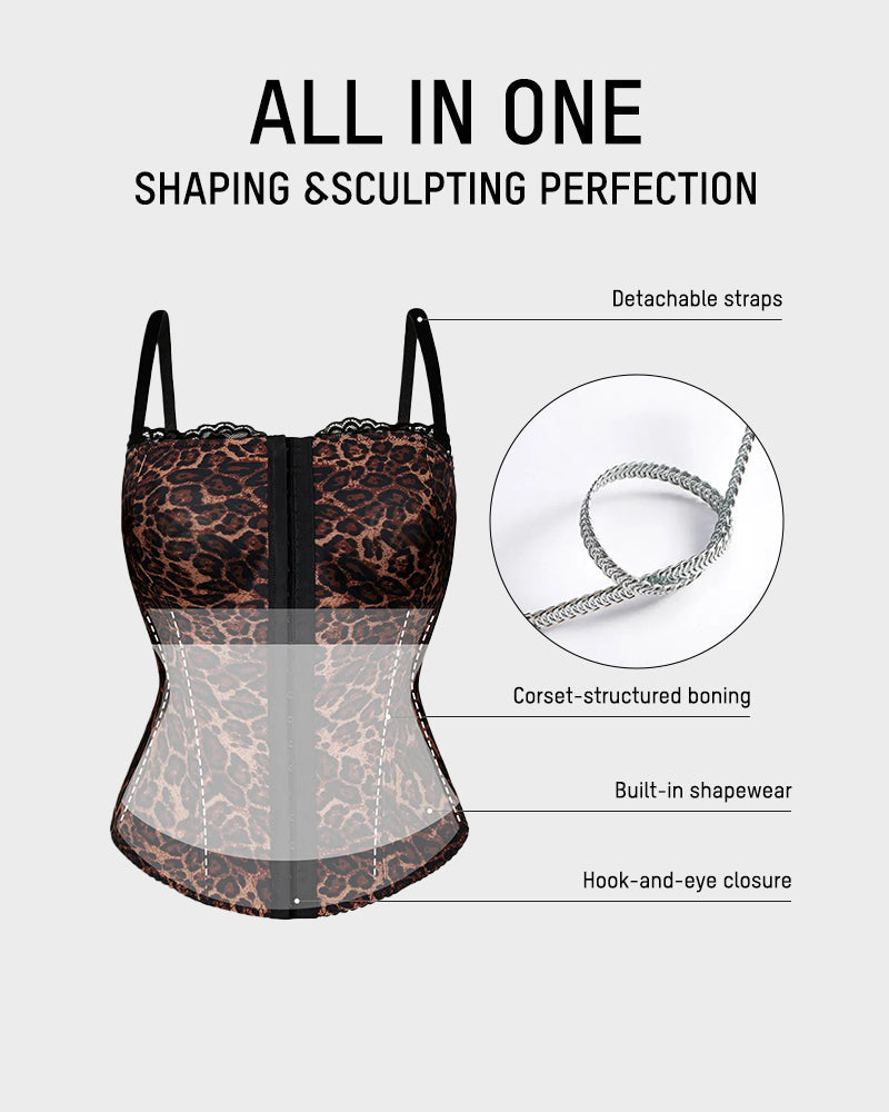 Corsé Sexy Estampado de Leopardo con Control de Abdomen