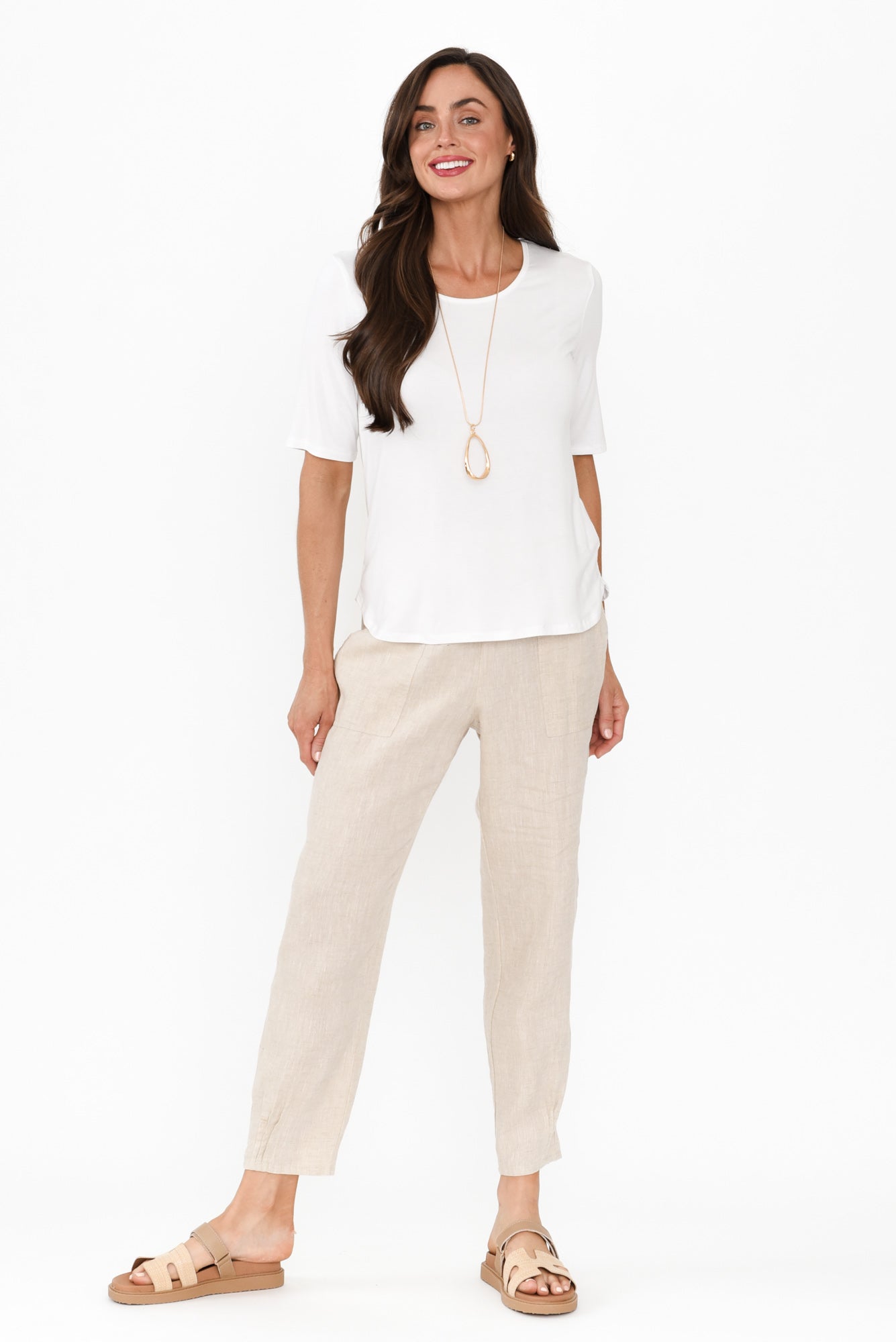 Pantalones de lino beige Tatum