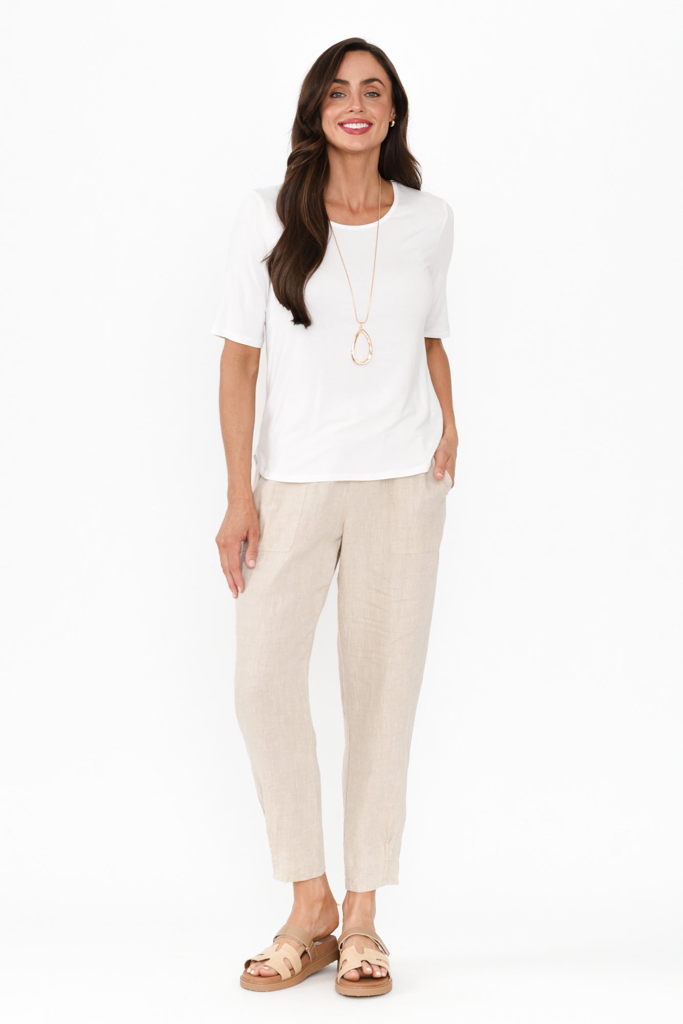 Pantalones de lino beige Tatum