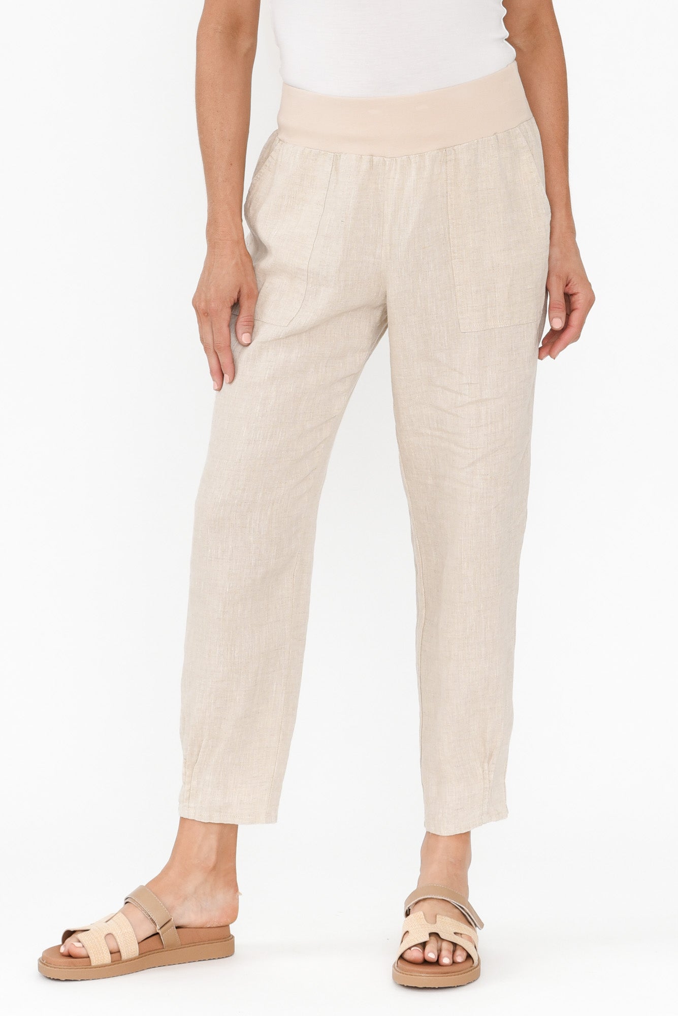 Pantalones de lino beige Tatum