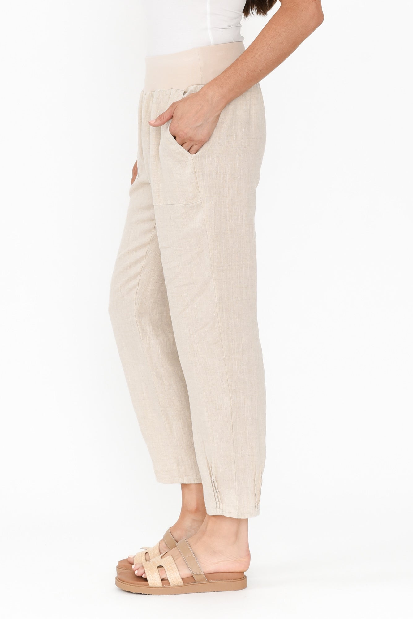 Pantalones de lino beige Tatum