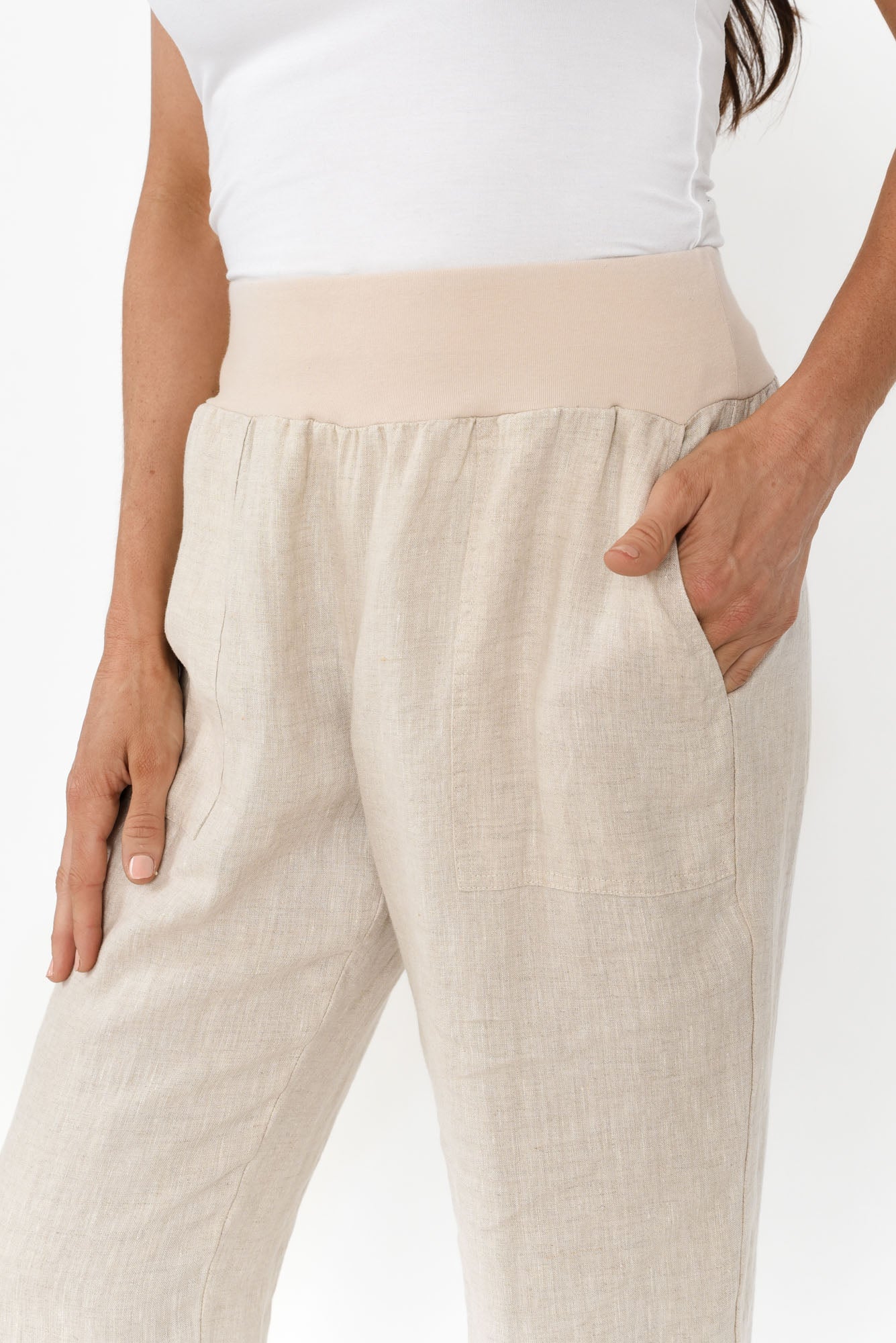 Pantalones de lino beige Tatum