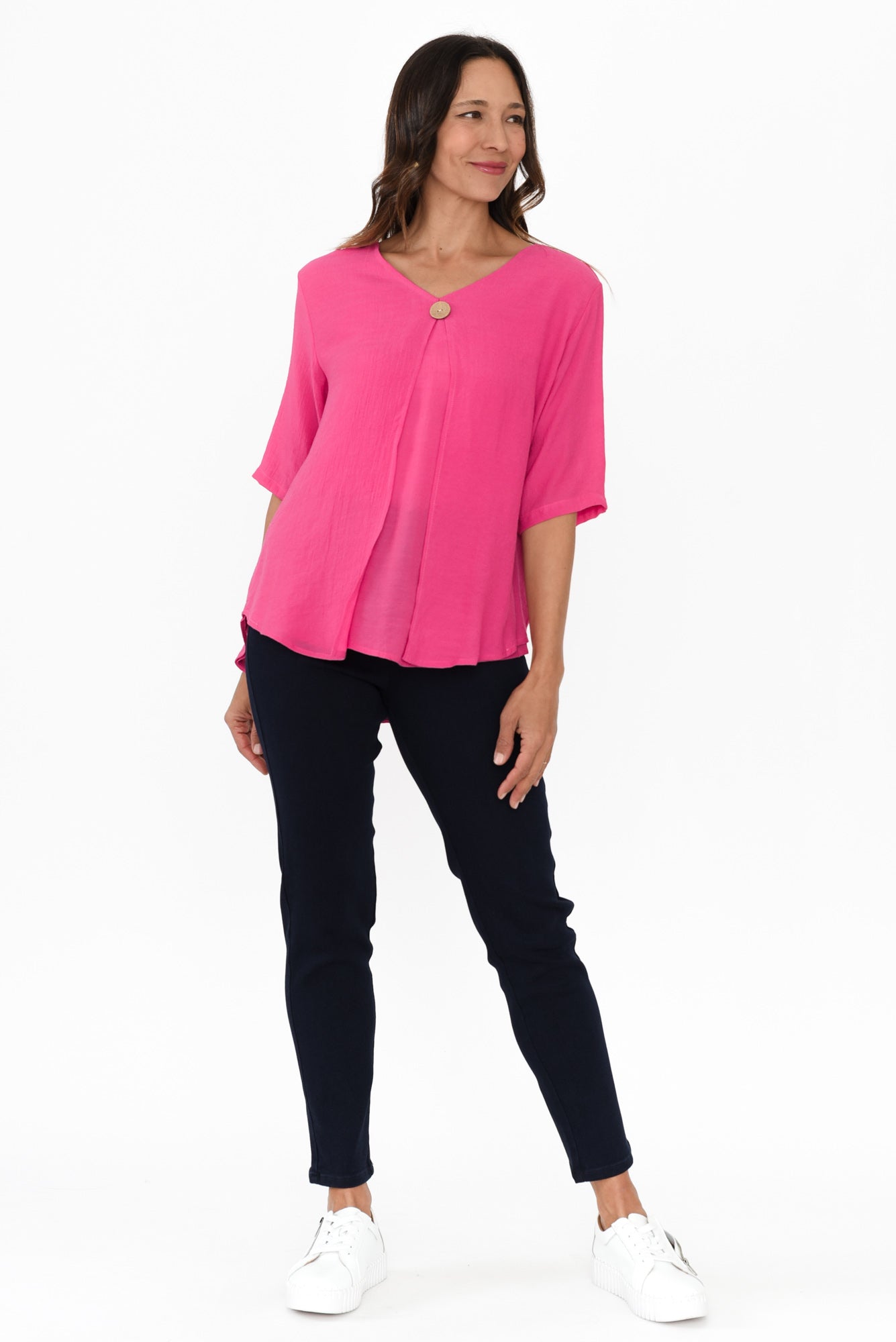 Pantalones de algodón elásticos azul marino Callie