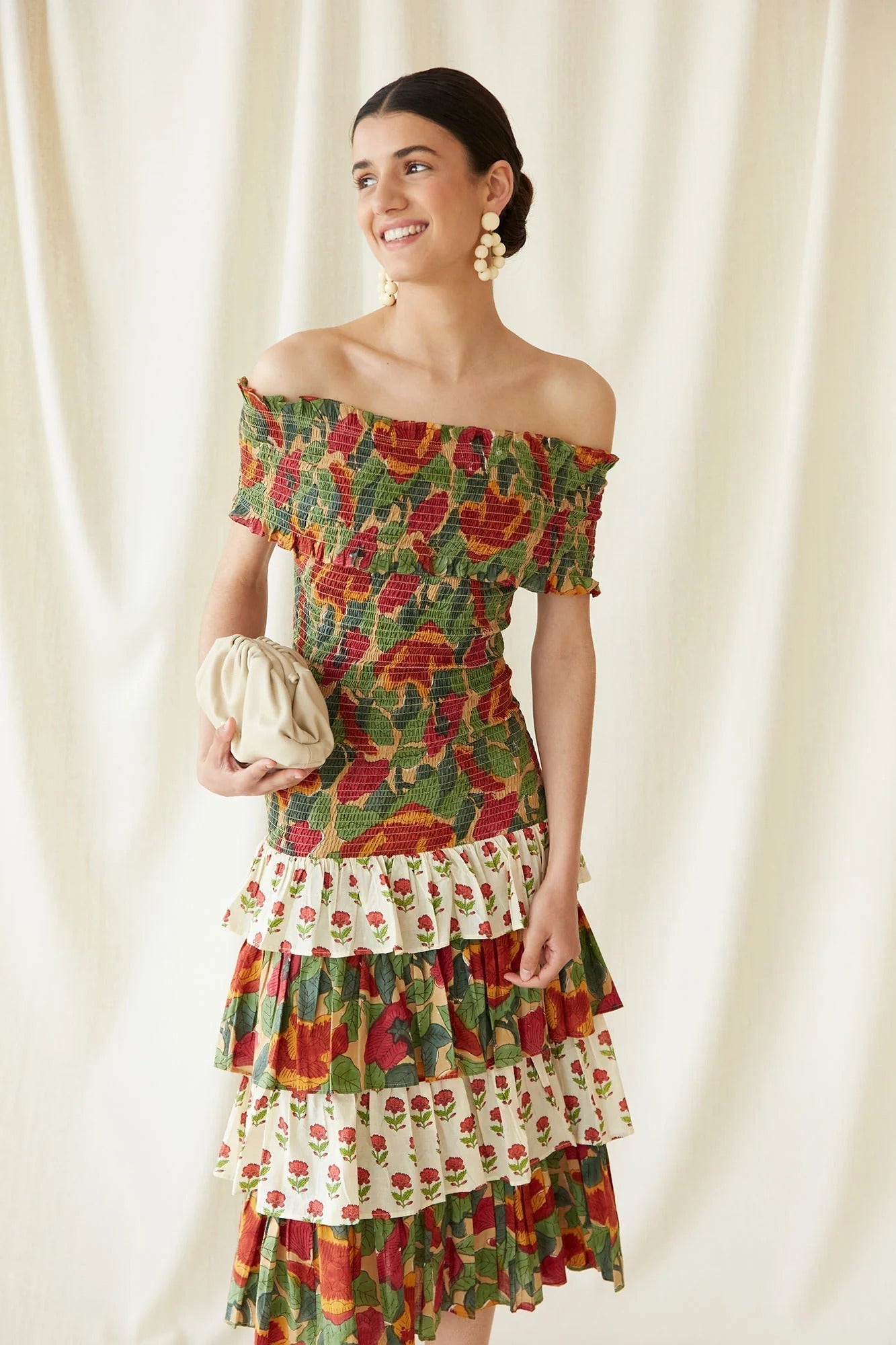 Multicolor May Midi Dress – Bardot Floral Midi Elegance