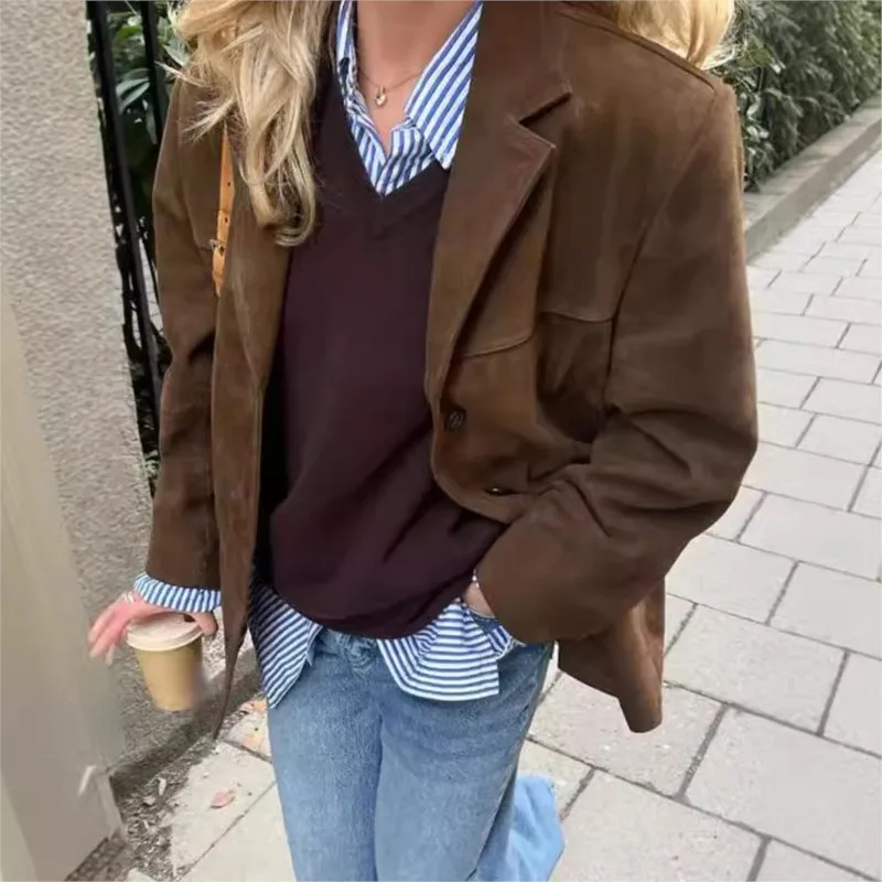 Suede Leather Blazer