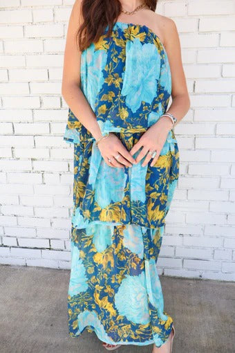 Riviera Muse™ Off-Shoulder Layered Maxi Dress