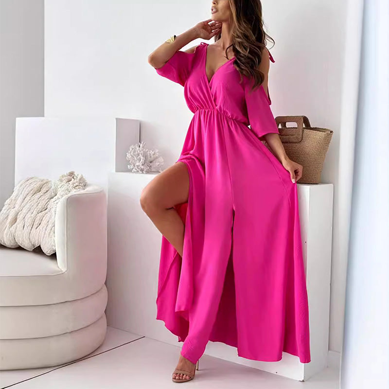 Billie - Trendy Slit Skirt V-Neck Maxi Dress