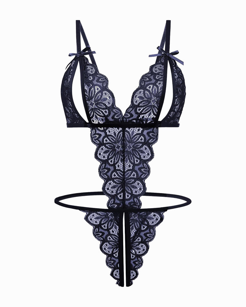 Body de Encaje con Escote Profundo en V – Teddy Sexy