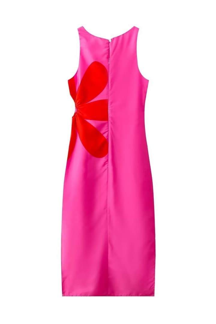 Ophelia Floral Cut-Out Midi Dress – Bold Summer Elegance