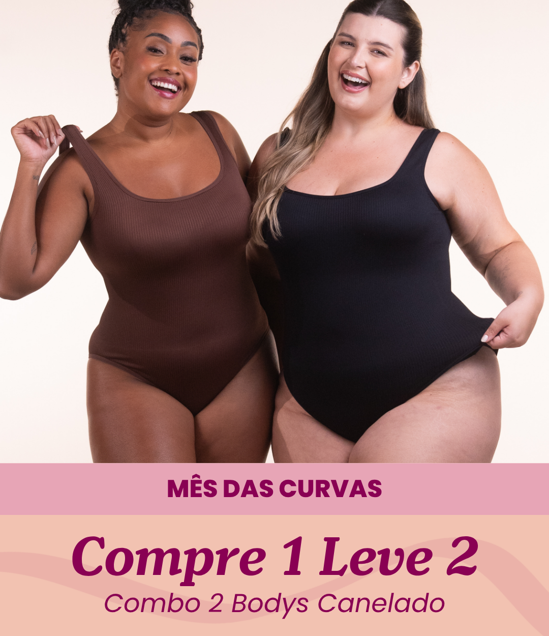 2 Bodys Shaper Canelado - Compre 1 Leve 2