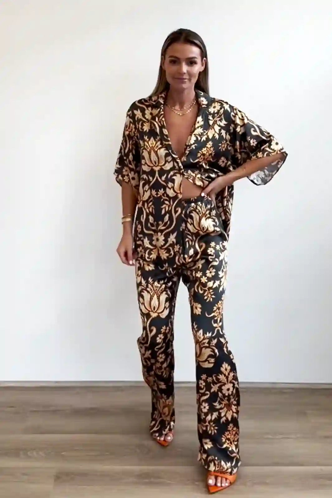 Golden Mystery Lotus Pajama Set