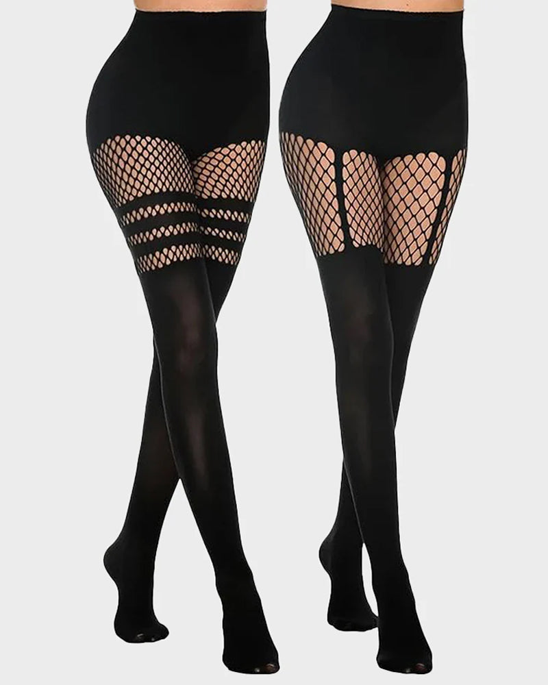Mock Thigh High Stockings For Women Sexy Fishnet Tights Suspender Pantyhose
