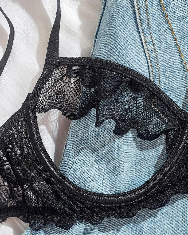 Women's Sexy Lace Mesh Hollow Underwear Set