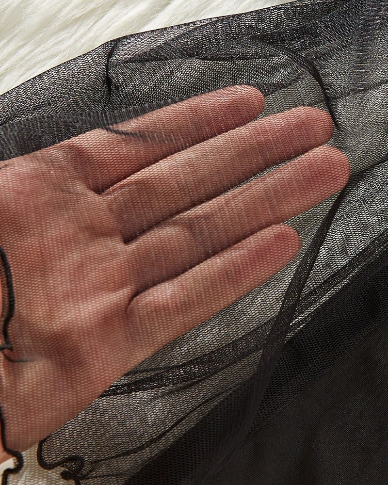 Sexy Lace Mesh See-Through Suspender Nightdress